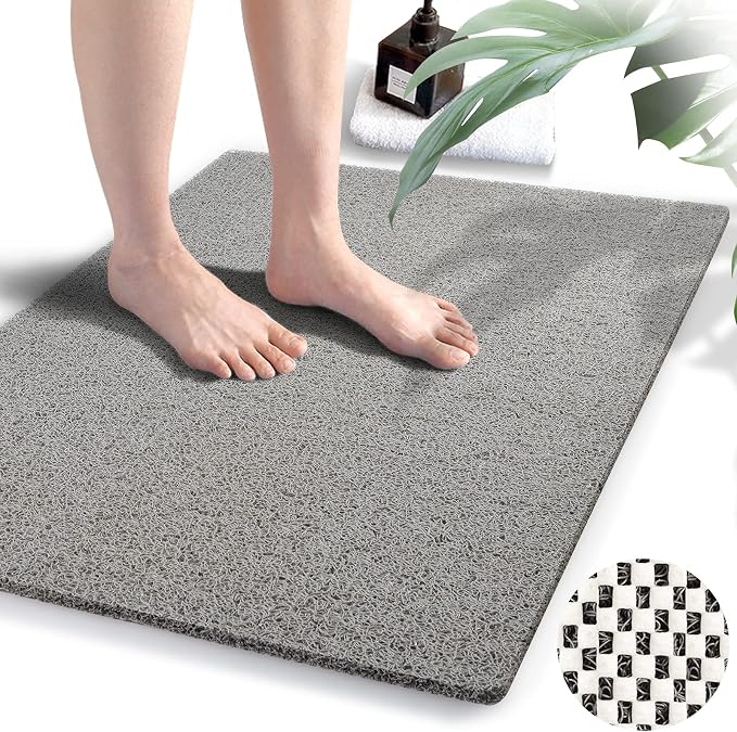godehone Shower Mats Non Slip Without Suction Cups, PVC Loofah Bathroom Mats by godehone
