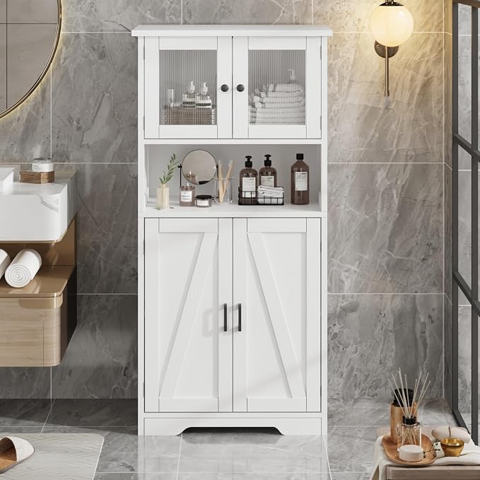 IDEALHOUSE 50" Tall Bathroom Cabinet, Freestanding Bathroom Storage Cabinet - Image 2