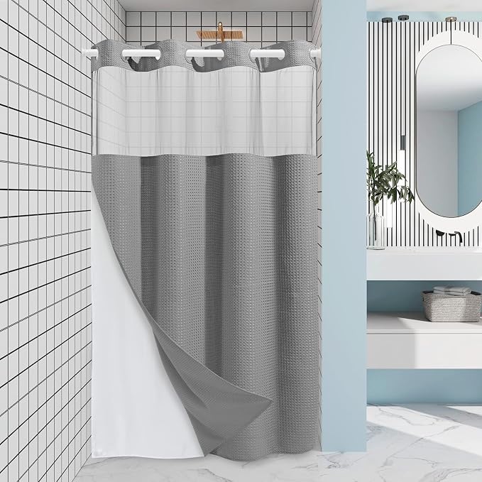 Grey Stall Shower Curtain and Liner Set by EUTXL