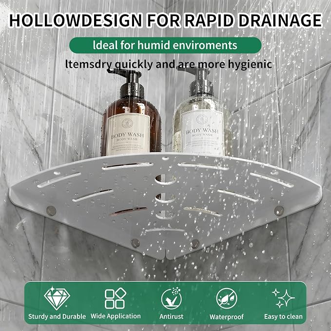 XIHLZYEH Corner Shower Shelves, 2 Pack 304 Stainless Steel Shower Shelf - Image 6