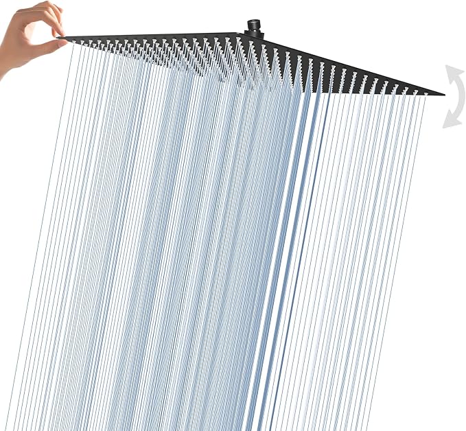 Rain Shower Head, 16 Inches Large Rainfall Shower Head, 304 Stainless Steel Made by Borlon