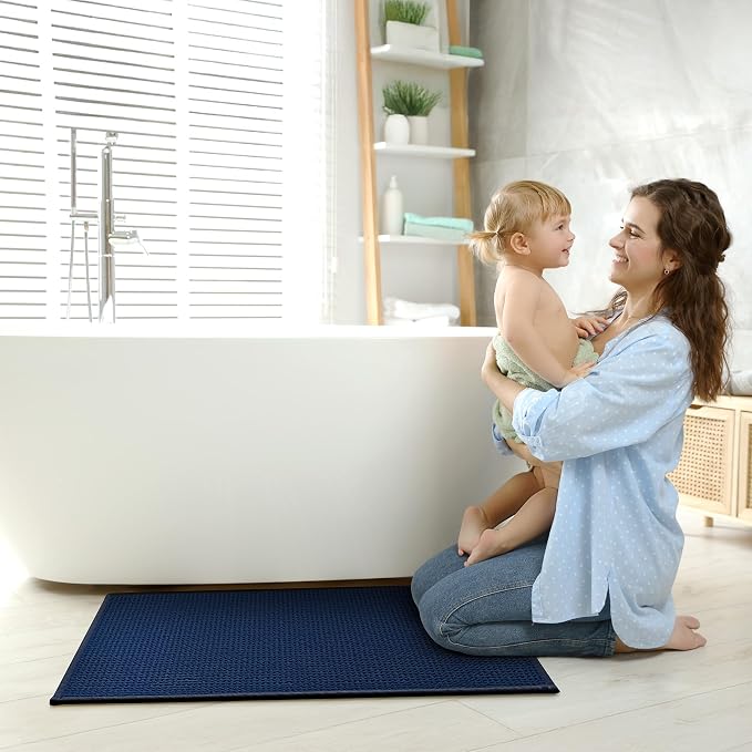 GRANNY SAYS Blue Bathroom Rugs Non Slip Washable, Absorbent Bath Mats 32" x 20" - Image 5