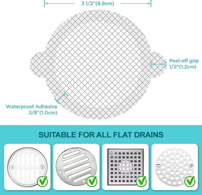 50 Pack, Disposable Shower Drain Hair Catcher Mesh Stickers… - Image 7
