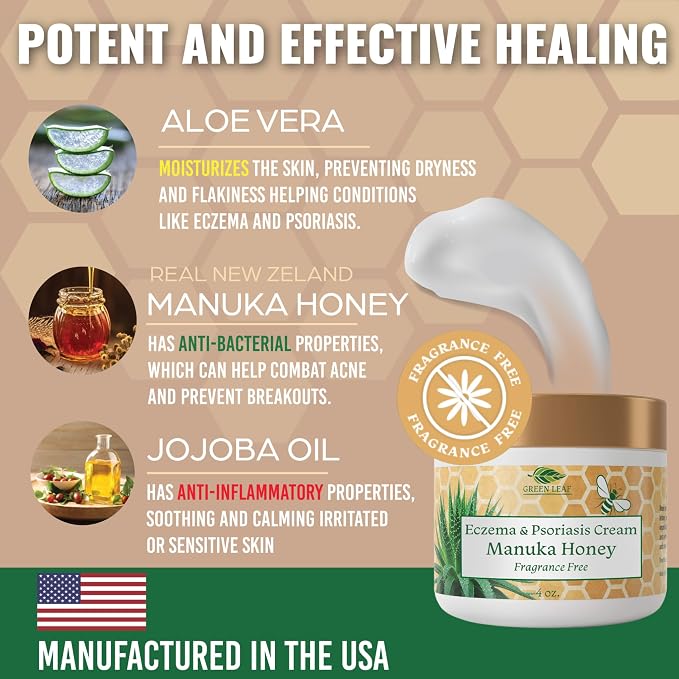 Manuka Honey Eczema Cream Moisturizing Lotion Fragrance Free - Image 3