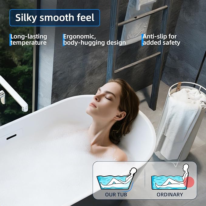 67'' Freestanding Bathtub, Deep Soaking Tub - Image 5