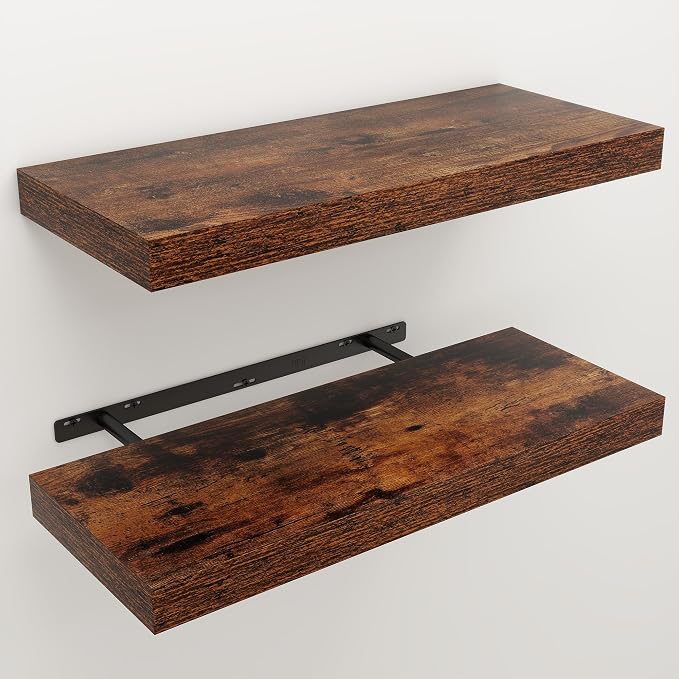 Floating Shelves for Wall, 9.3" Deep Wall Mounted Wood Shelves for Bathroom - Image 3