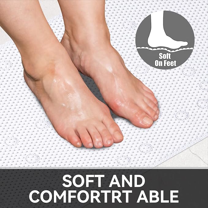 Bathtub Mat Non Slip Ivory 36” X 17” Shower Mat Soft Foam Bath Mats - Image 7