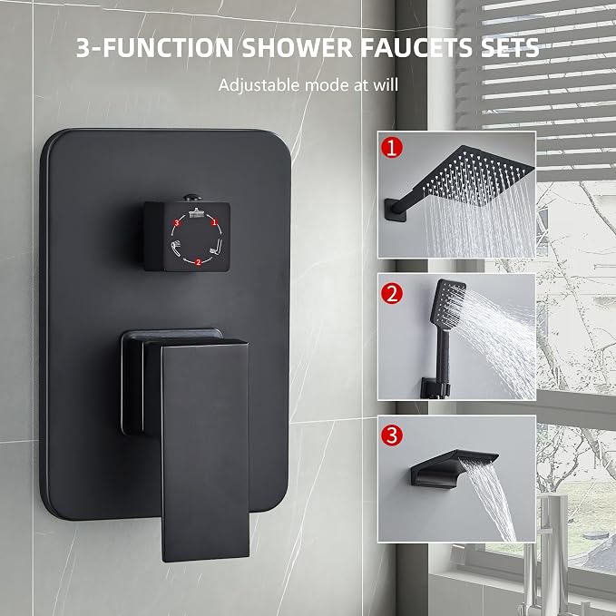 Shower Faucet Set Complete Matte Black Shower System - Image 2