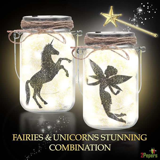 2Pepers DIY Fairy and Unicorn Nightlight Craft Kit, Fairy Lantern Jars Arts and - Image 2