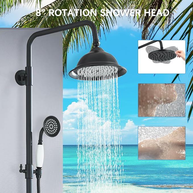 Shower System Matte Black Outdoor Shower Fixtures - Image 2