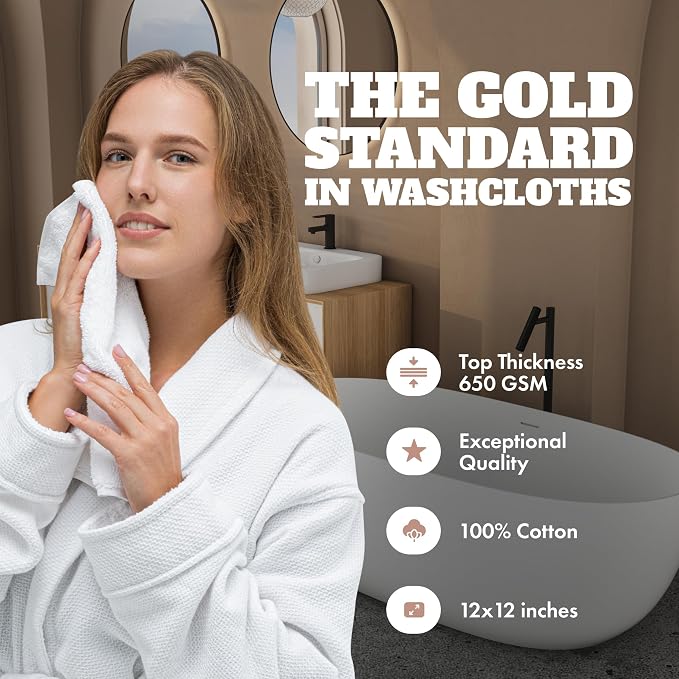 Wealuxe White Washcloths 24 Pack - Image 2