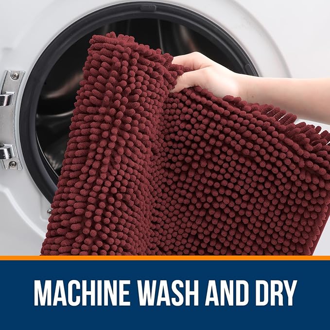 OLANLY Bathroom Rugs 30x20, Extra Soft Absorbent Chenille Bath Rugs, Rubber - Image 5