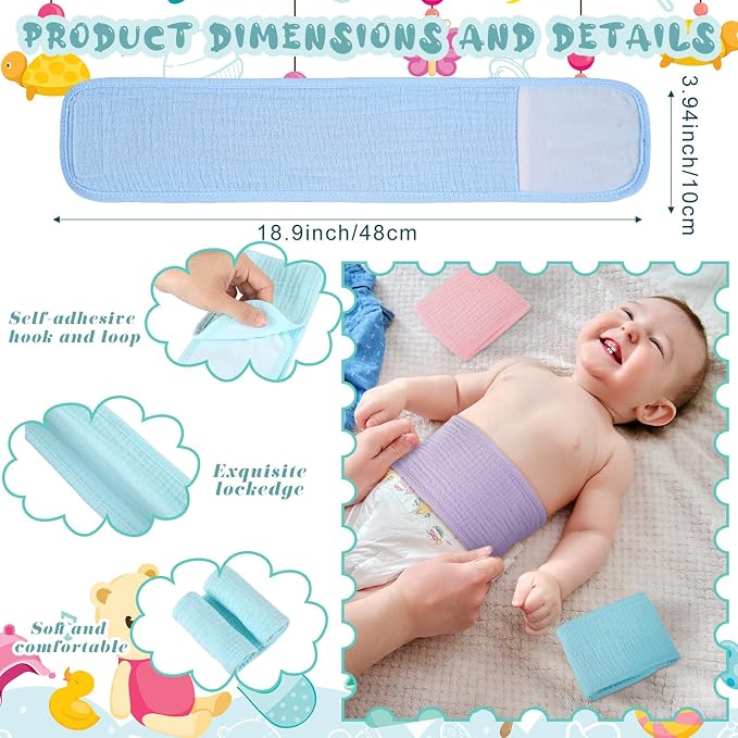 Vabean 8 Pcs Baby Infant Umbilical Cord Comfort Adjustable Cotton Belly Band - Image 2