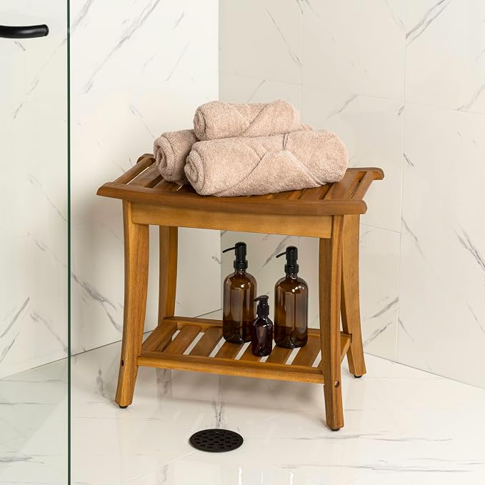 JONATHAN Y STL1001A Tucker 22.1" Traditional Classic Slatted Solid Acacia Wood - Image 2