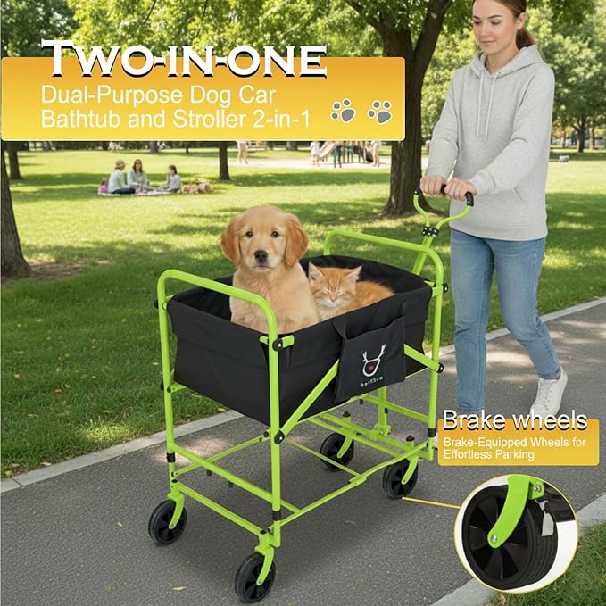 2-in-1 Dog Bathtub and Dog Stroller, Portable Dog Bath and Pet Stroller - Image 4