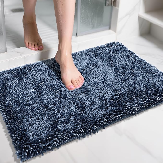 Yimobra Chenille Bathroom Rugs Non Slip, Extra Thick Soft Absorbent Bath Rug by Yimobra