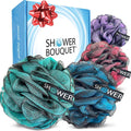 SHOWER BOUQUET Loofah-Charcoal Bath-Sponge XL-Color-4-Pack // Extra Large 75g by ShowerBouquet%C2%AE