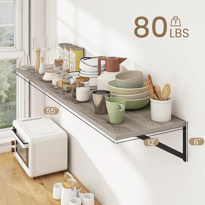 Dreamland Floating Shelves for Wall, 12 Inch Deep Floating Shelves Set of 2 - Image 4