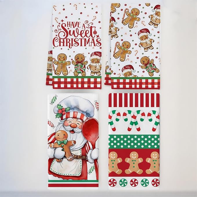 Cesqouc® 4pcs Hand Towels with Christmas Patterns : Santa Claus und Cute by Unknown