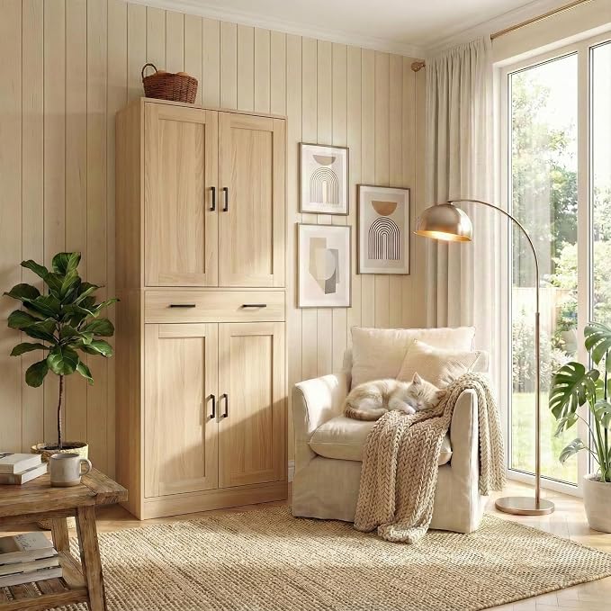 71" Tall Kitchen Pantry Cabinet, Freestanding Storage Cabinet - Image 6