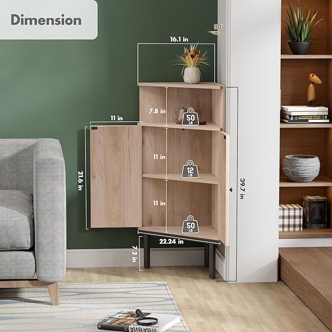Yechen 39.7" Corner Storage Cabinet - Image 2