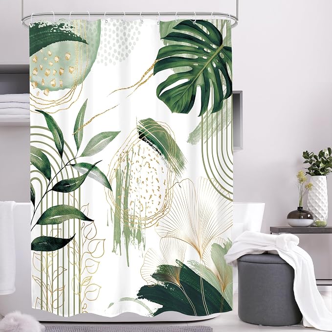 Sage Green Boho Shower Curtain 48Wx72H Small Stall Narrow Modern Abstract Mid by MitpokBrand