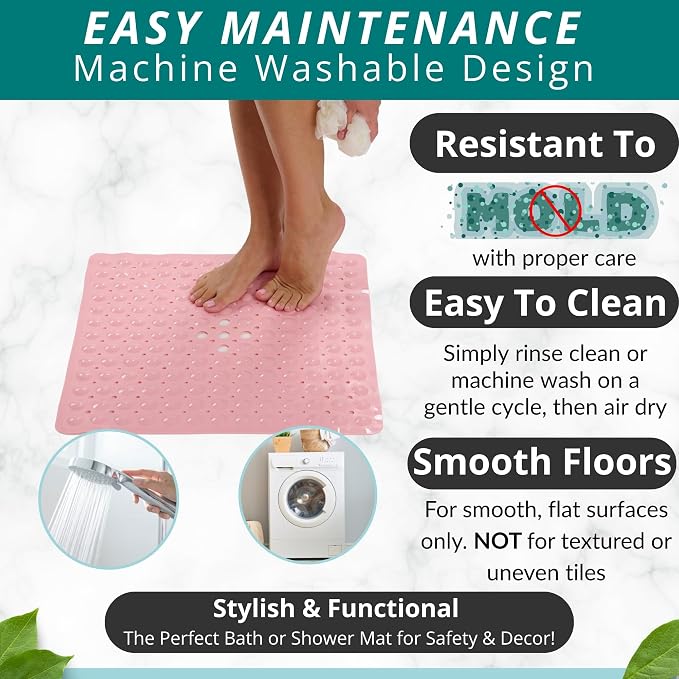 ENKOSI Square Shower Mat – 21 x 21 Inch Non-Slip Mat - Image 4