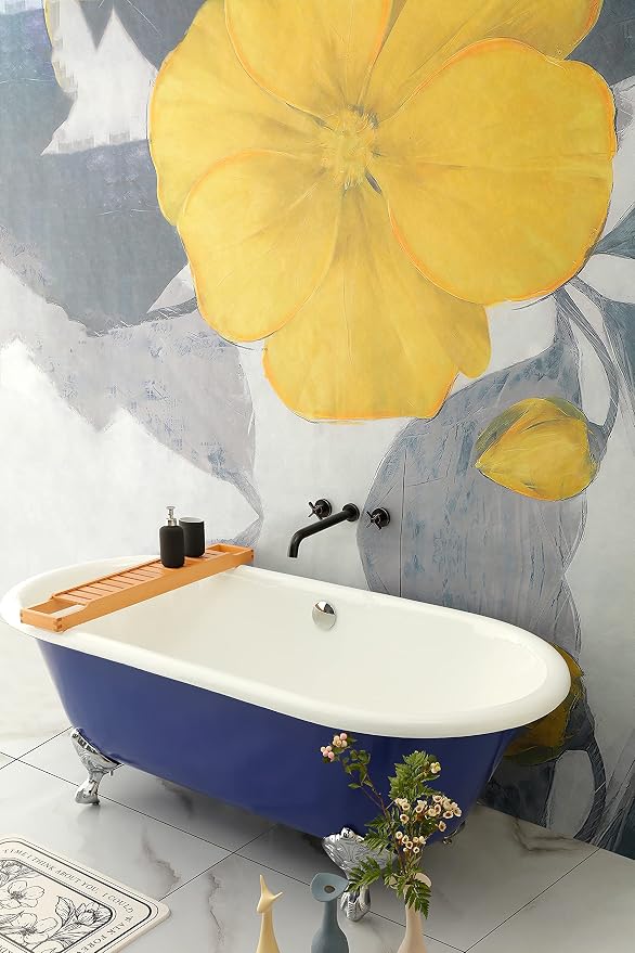 Wall Mount Tub Filler, Two Cross Handle Bathtub Faucet, Extra Long Spout Reach - Image 5