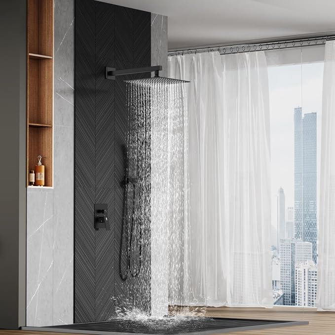 SR SUN RISE 12 Inches Matte Black Shower System 12 Inch Brass Bathroom Luxury - Image 8