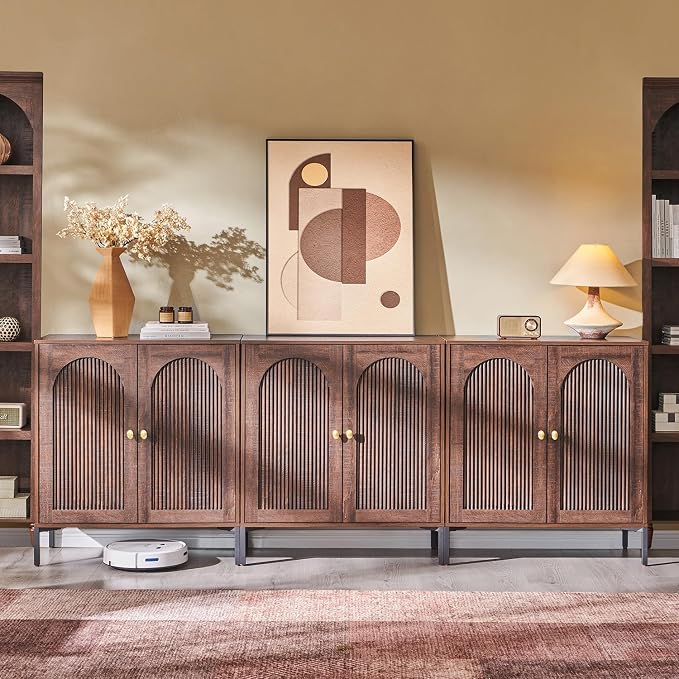 Bathroom Cabinet with Storage, 92.63" W Fluted Arched Free Standing Floor by IFGETEnrichYourLivingSpace