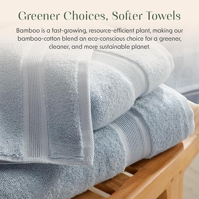 Springtree Home Luxury Bamboo Rayon Bath Towel Set of 4 | 35% Bamboo Rayon - Image 7