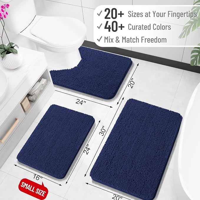 OLANLY Bathroom Rugs 30x20, Extra Soft Absorbent Chenille Bath Rugs, Rubber - Image 2