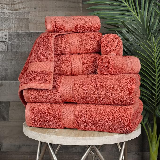 Superior Egyptian Cotton Pile 8 Piece Towel Set, Includes 2 Bath, 2 Hand - Image 2