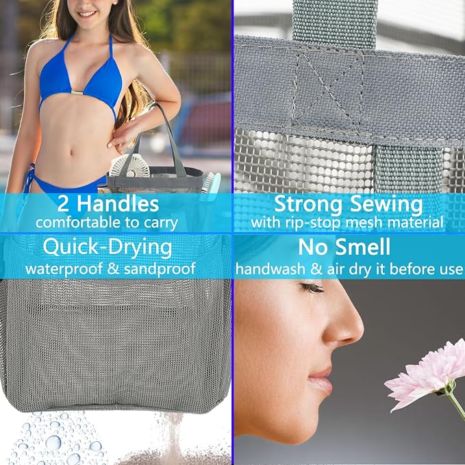 Mesh Shower Caddy Portable for College Dorm Room Essentials, 8-Pocket Large - Image 6