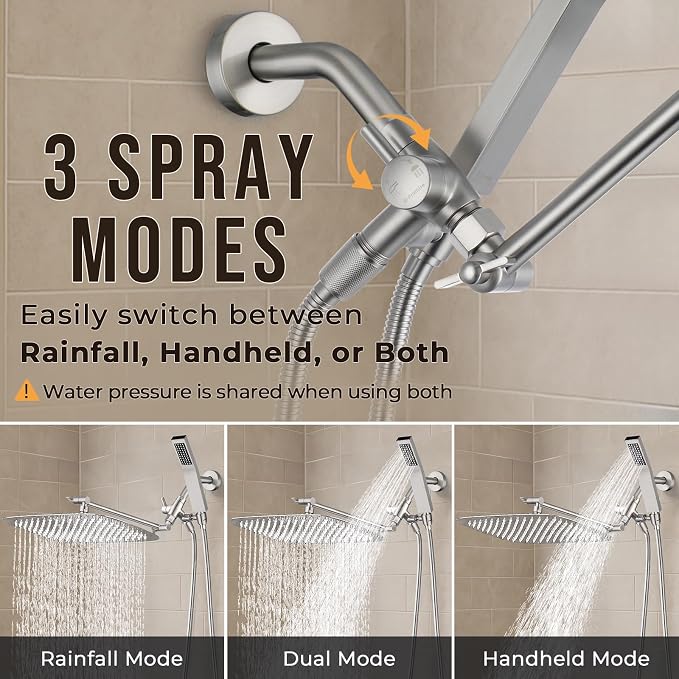 G-Promise All Metal 16 Inch Dual Square Shower Head - Image 3