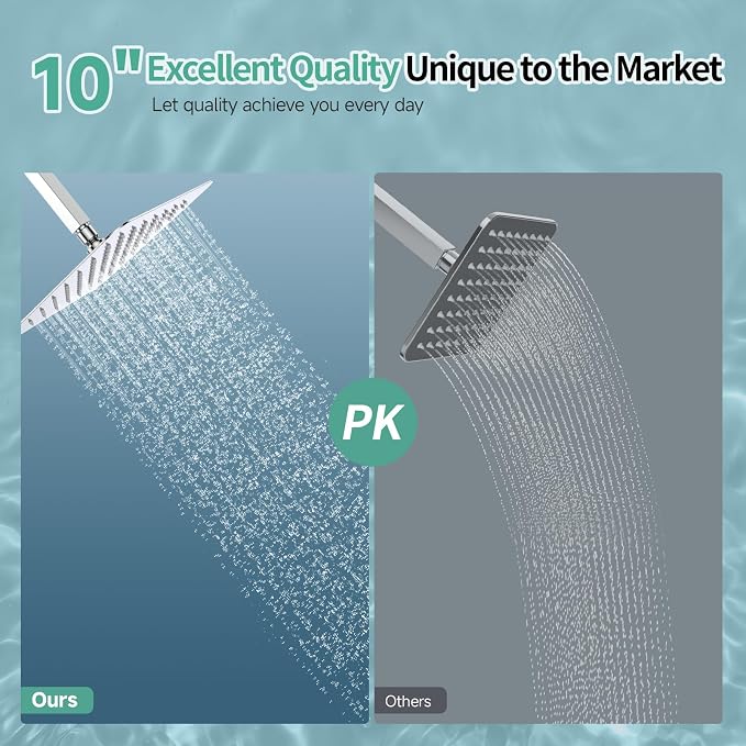 SR SUN RISE Luxury 10 Inch Large Square Stainless Steel Shower Head High - Image 2