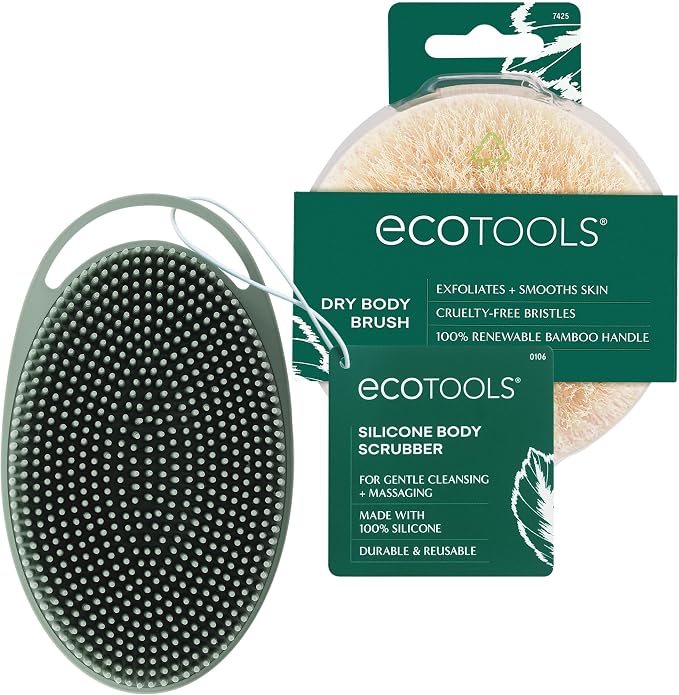 EcoTools Dry Body Brush for Circulation, Dead Skin Removal + Sage Green by EcoTools