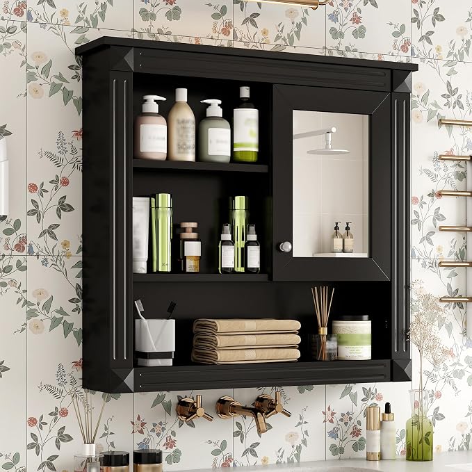 32'' Black Bathroom Wall Cabinet - Image 3