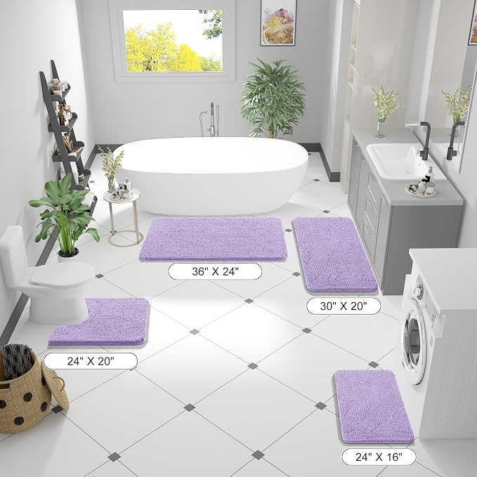 OLANLY Bathroom Rugs 59x35, Extra Soft Absorbent Chenille Bath Rugs, Rubber - Image 2