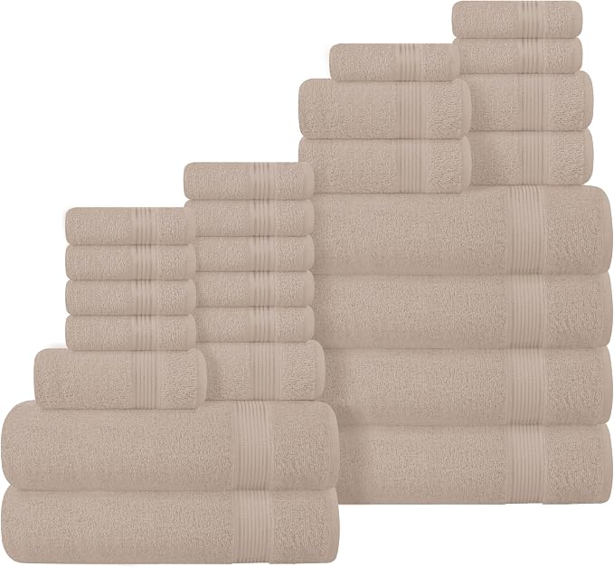 Belizzi Home 100% Cotton Towel Set, Contains 6 Soft Bath Towel, 6 Hand Towels by Unknown