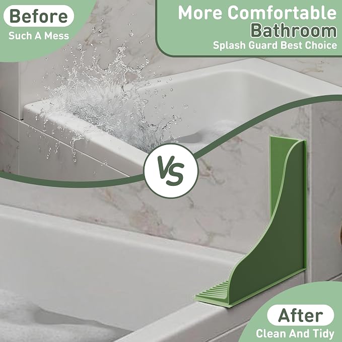 Roslim 2-Pack All-Silicone Shower Splash Guard, Bath Tub Corner Water Blocker - Image 6