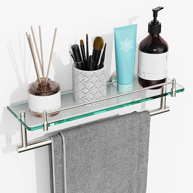 Floating Tempered Glass Bathroom Shelf by HOMELIFE