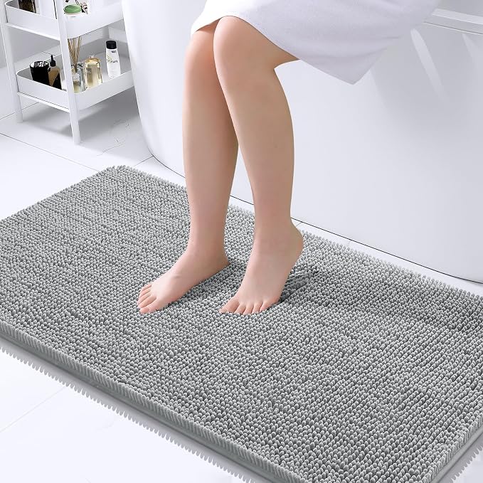 OLANLY Bathroom Rugs 45x27, Extra Soft Absorbent Chenille Bath Rugs, Rubber by OLANLY