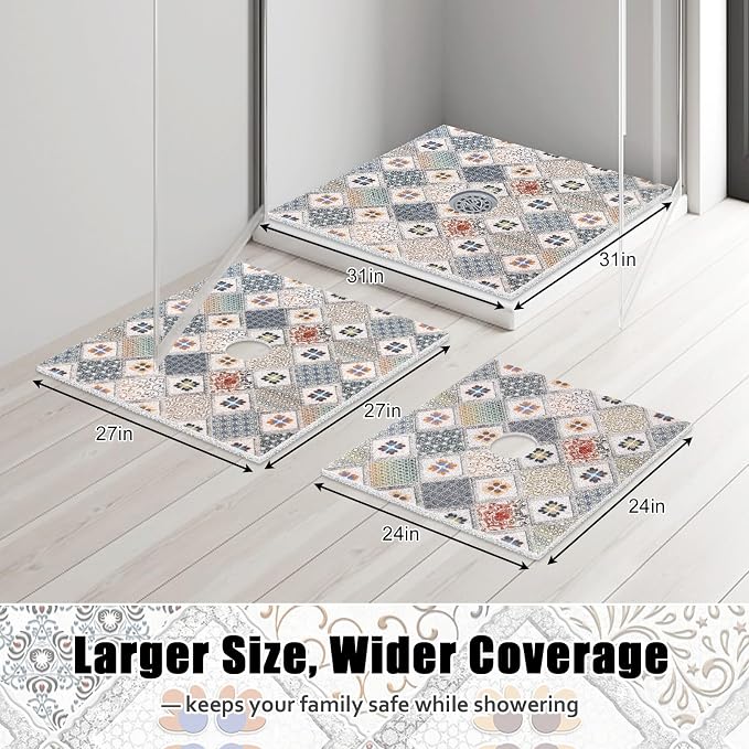 Square Shower Mat Non Slip: 27x27 Inch Extra Large Shower Floor Mat - Image 7