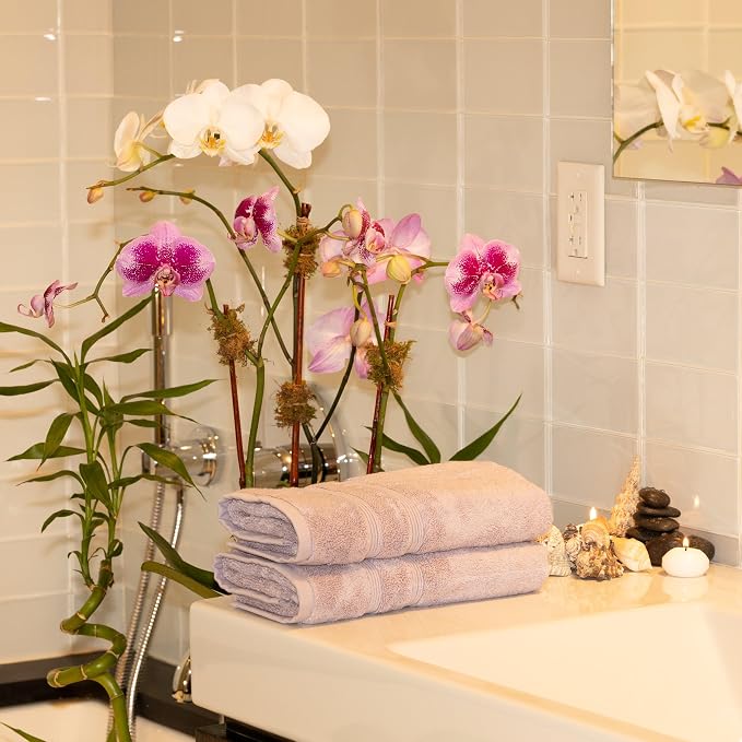 Mosobam Luxury Turkish Set of 12 Hand Towels 16X30 Lavender Aura 700 GSM Bamboo - Image 2