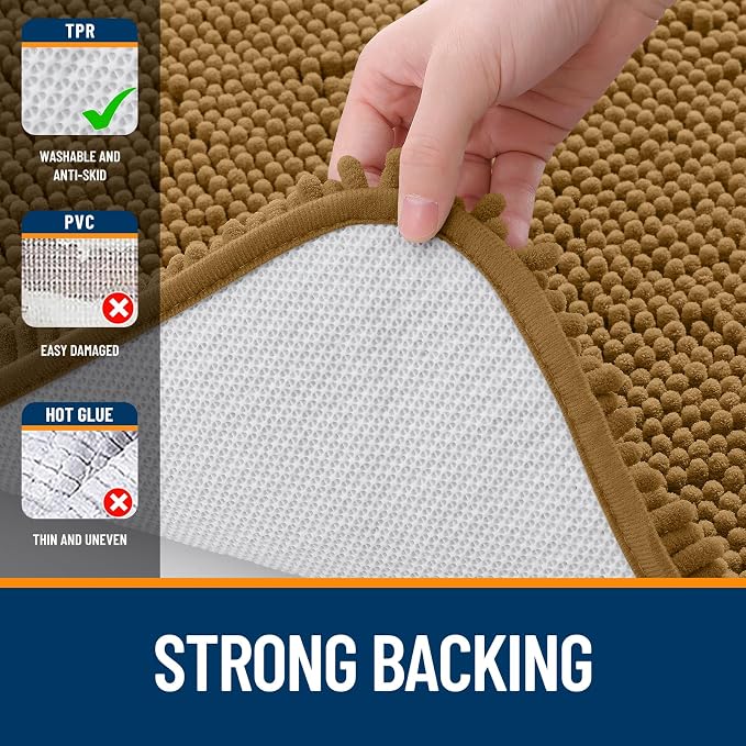 OLANLY Bathroom Rugs 30x20, Extra Soft Absorbent Chenille Bath Rugs, Rubber - Image 6