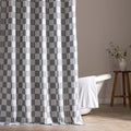 SLEEP ZONE Grey Checkered Shower Curtain Waterproof Curtains by SLEEPZONELIFE