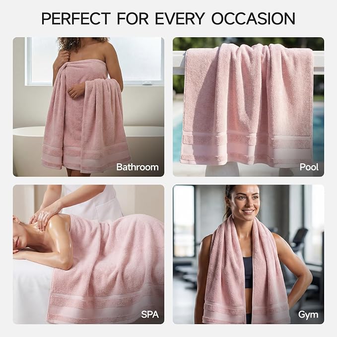 REDKISS 2 Pack Large Bath Towels Set, 100% Cotton, 31x63 in, Heavyweight 760G - Image 8