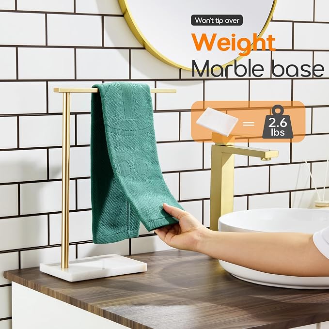 Hand Towel Bar for Bathroom Vanity Countertop 1-Tier Towel Holder Free Stand - Image 5