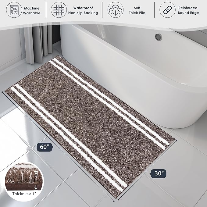 PURRUGS Bathroom Rug Non-Slip Machine Washable 30" x 60", Super Absorbent and - Image 7